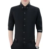 Japanese-style three-quarter sleeve trendy Harajuku style shirt, summer fashion trendsetting men's solid color youthful and popular shirt Item Picture